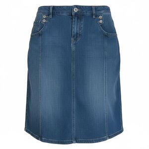 Westport Zip Fly Paneled Midi Denim Jean Skirt Blue Size 18W